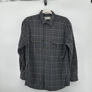Orvis VTGOutdoor Rugged Grunge 100%Cotton CharcoalCheckered ButtonDown Shirt SzM